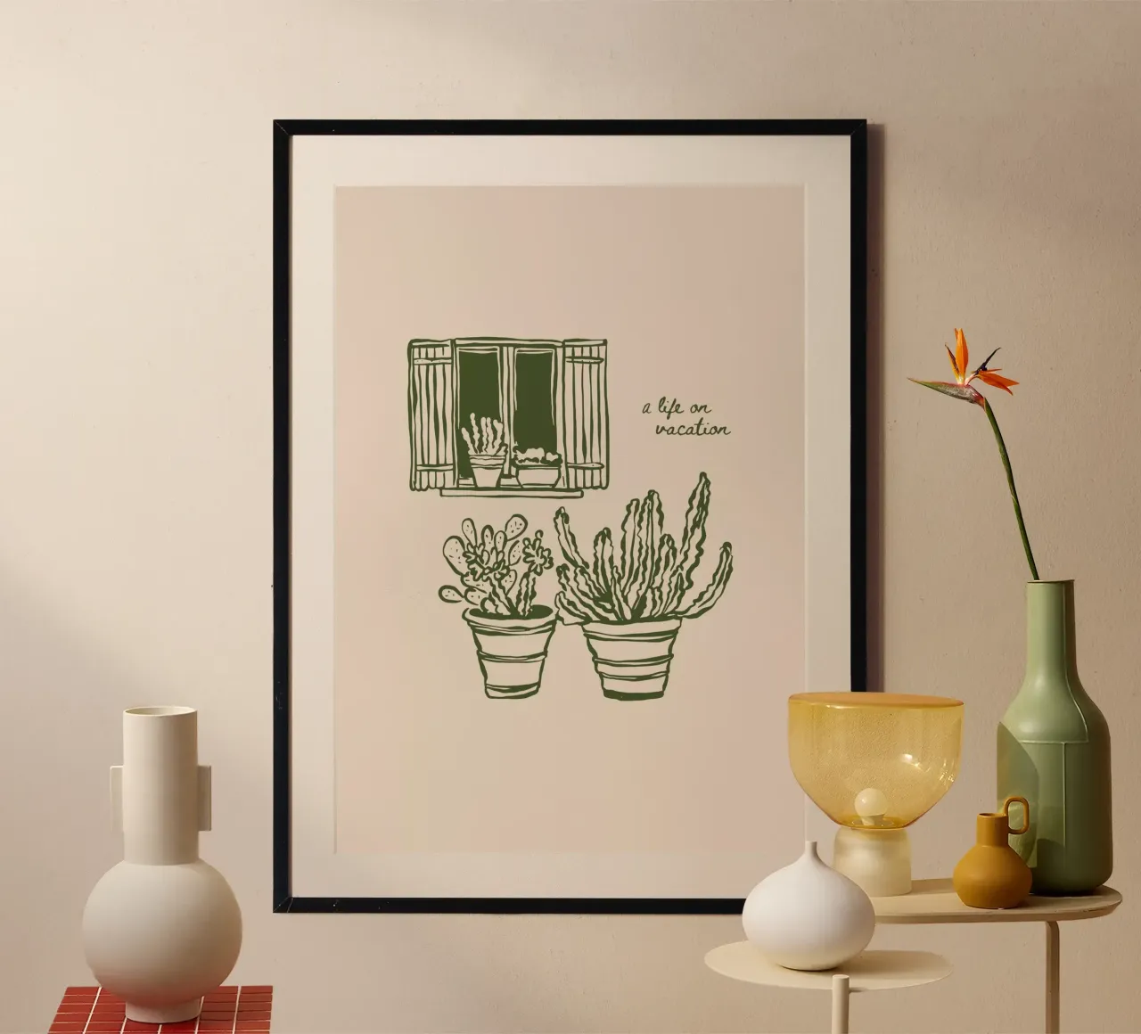 Boho Vacation 8 Life on Vacation poster con telaio in legno da Boho Print Collection