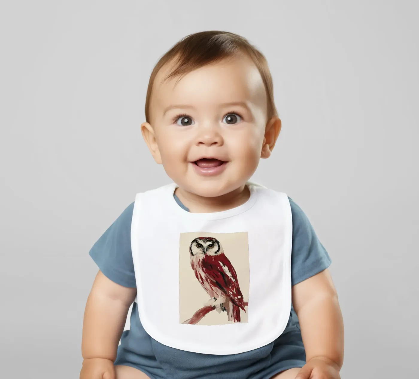 Red Owl baby bib by M.A.Z.U.N.