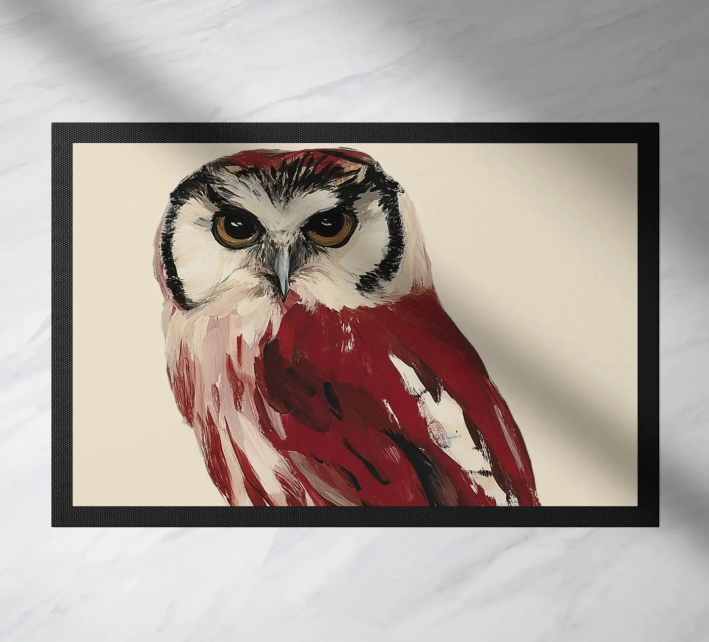 Hibou rouge paillasson de M.A.Z.U.N.