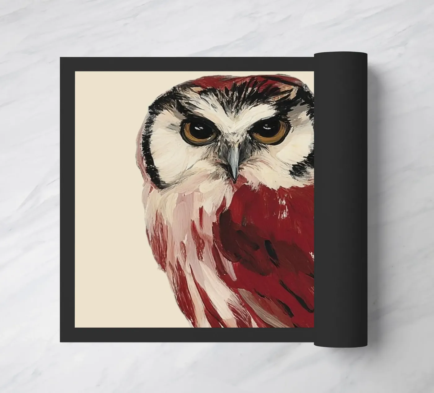 Hibou rouge paillasson de M.A.Z.U.N.