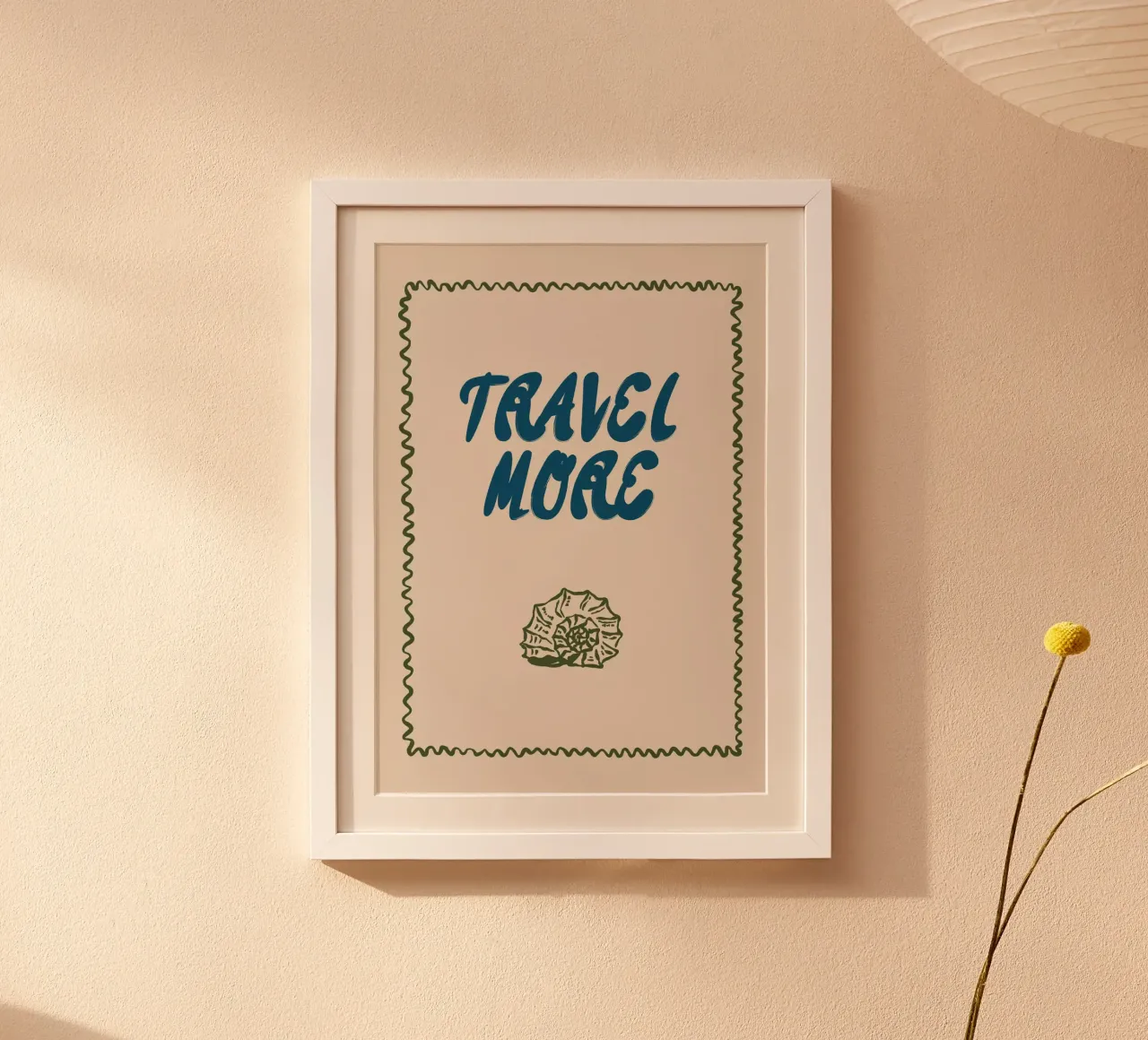 Boho Vacation 9 Travel More poster with wooden frame by Boho Print Collection