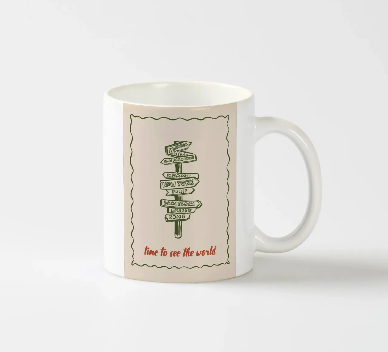 Boho Vacation 10 See the World tazza in ceramica da Boho Print Collection
