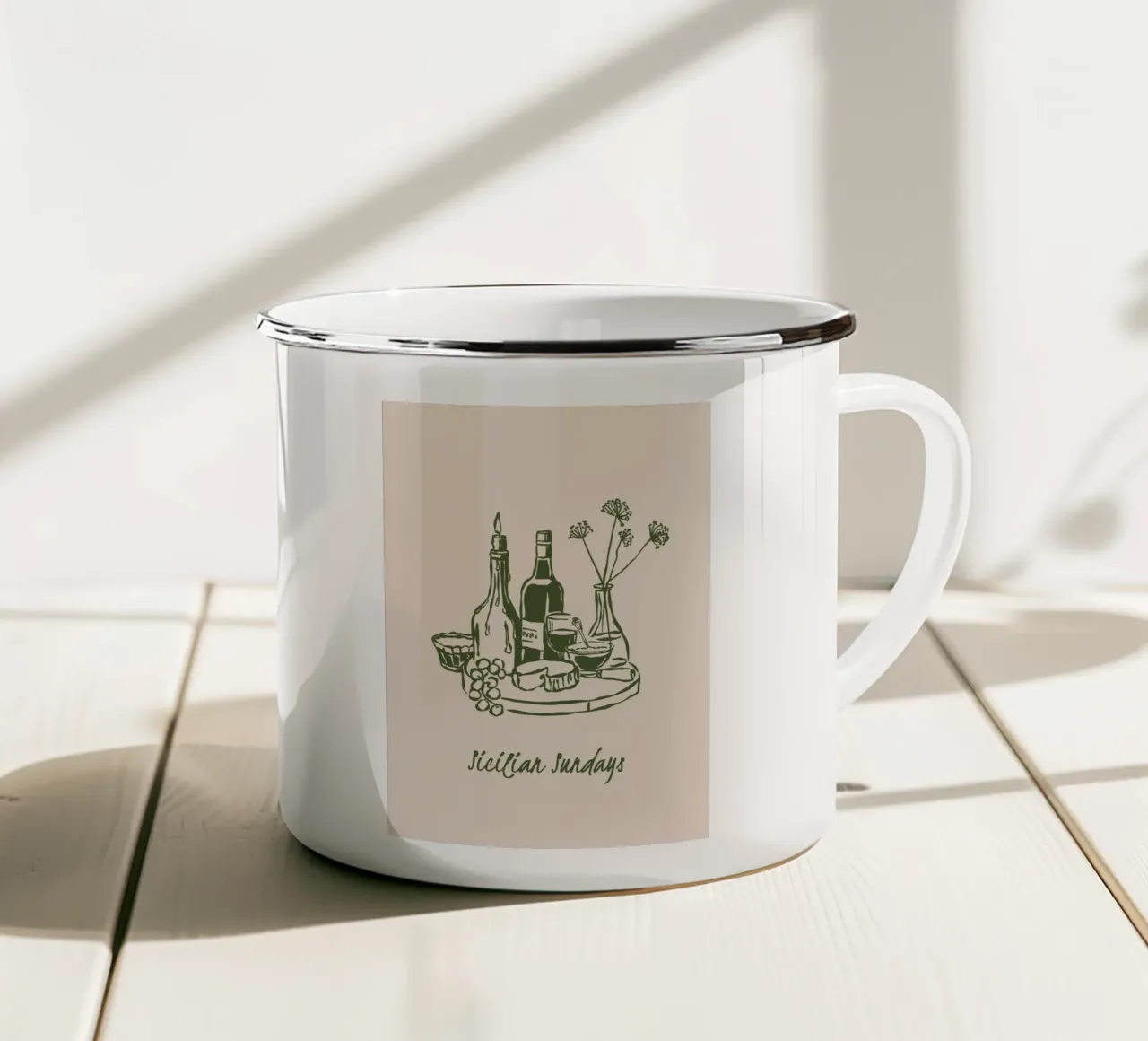 Boho Vacation 10 Sicilian Sundays tazza in smalto da Boho Print Collection