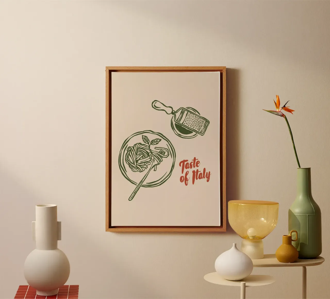 Boho Vacation 11 Taste of Italy tela con Cornice a cassetta da Boho Print Collection