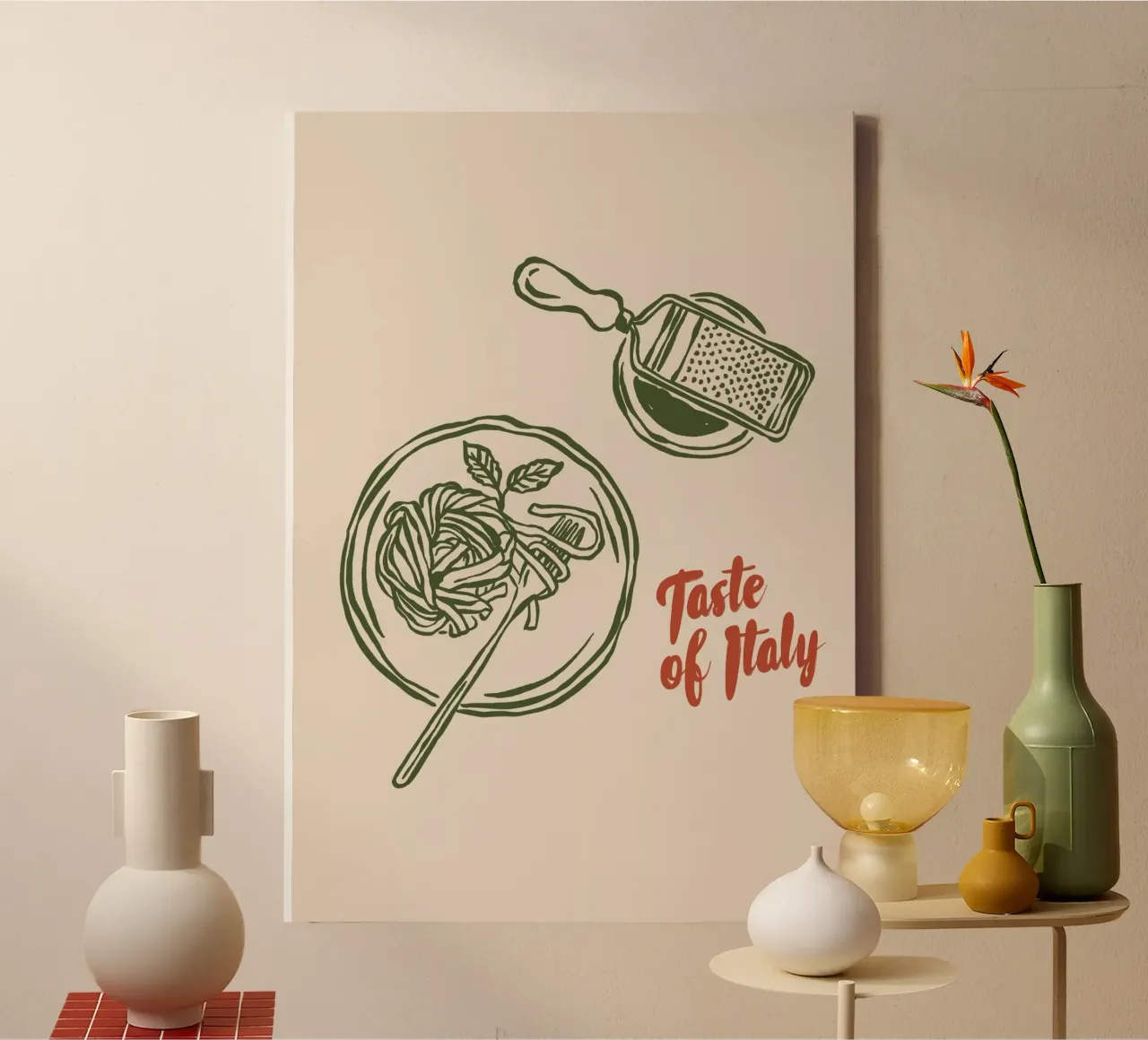 Boho Vacation 11 Taste of Italy tela con Cornice a cassetta da Boho Print Collection