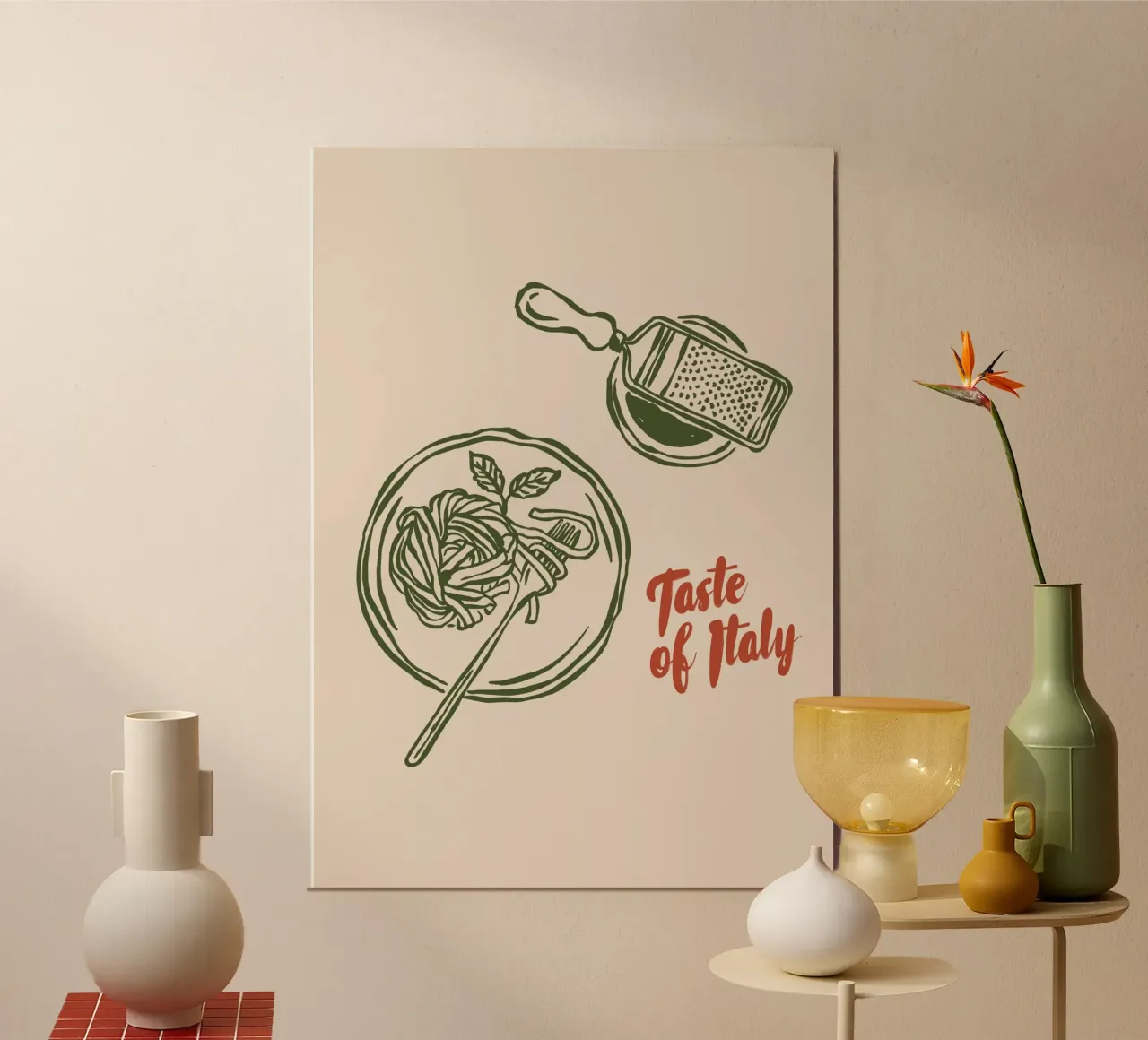 Boho Vacation 11 Taste of Italy poster con telaio in plastica da Boho Print Collection