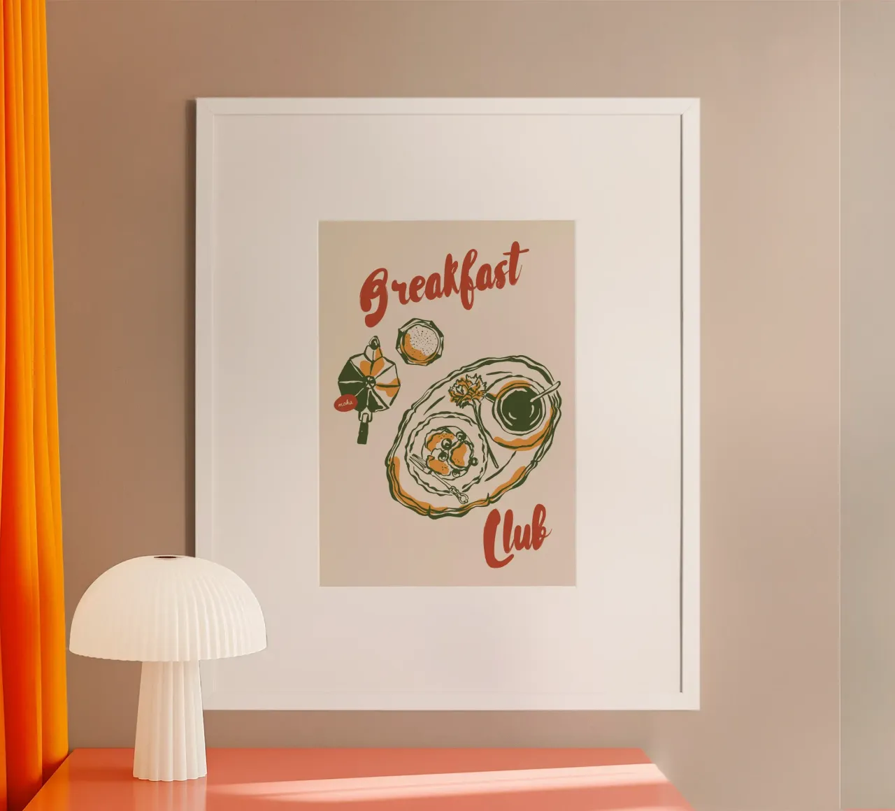 Boho Vacation 12 Breakfast Club poster con telaio in alluminio da Boho Print Collection