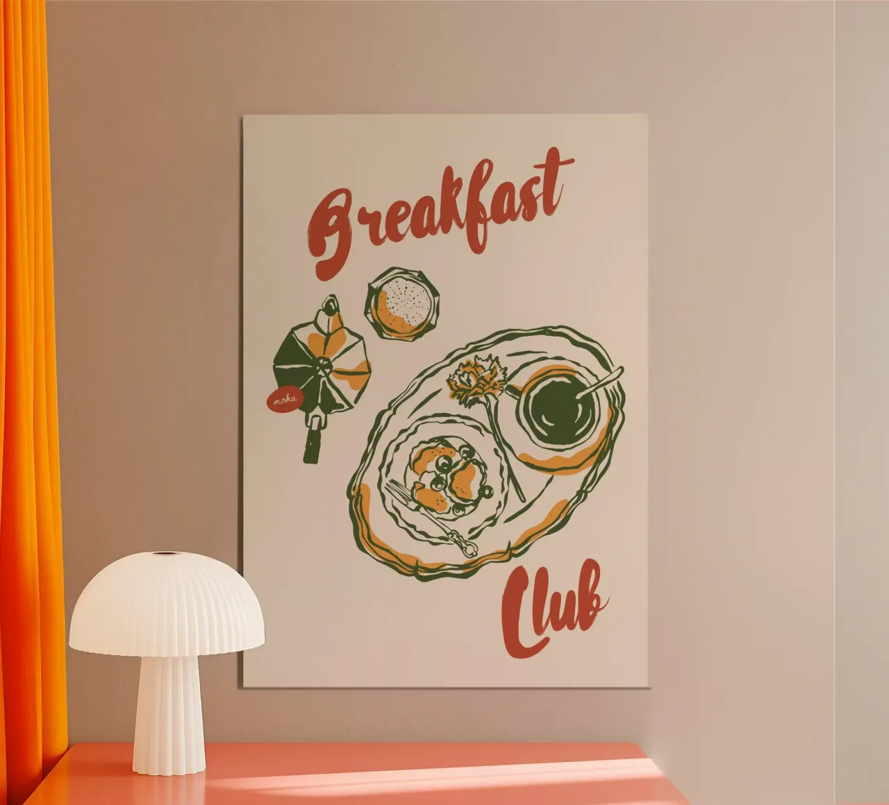Boho Vacation 12 Breakfast Club poster con telaio in alluminio da Boho Print Collection
