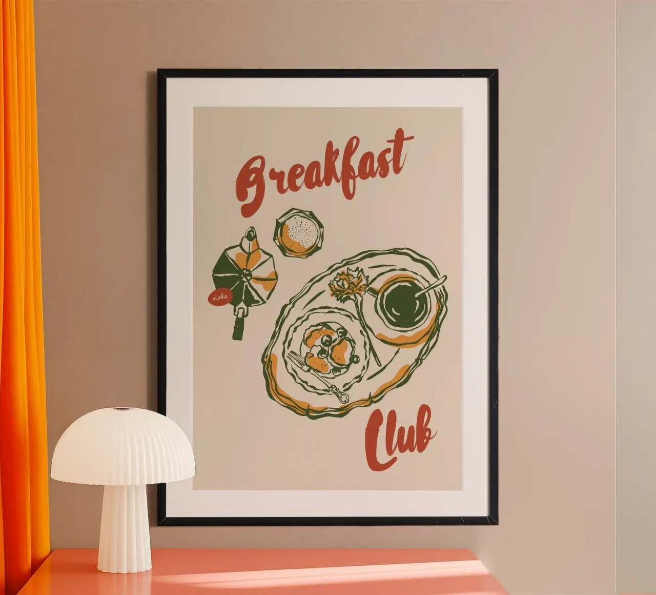 Boho Vacation 12 Breakfast Club poster con telaio in alluminio da Boho Print Collection
