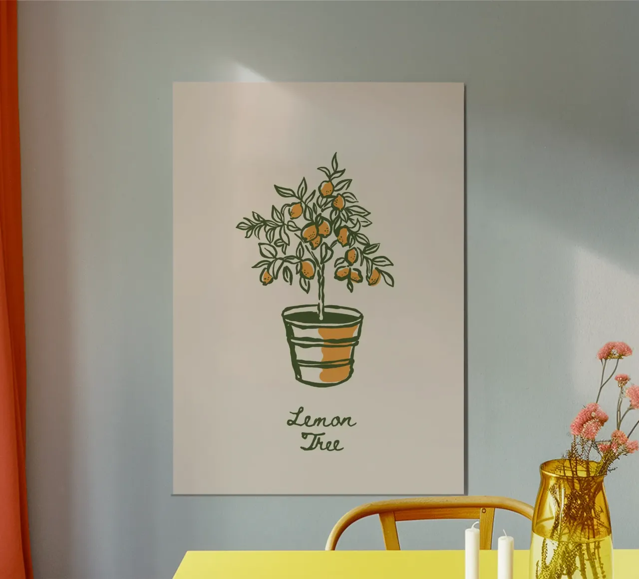 Boho Vacation 12 Lemon Tree poster con telaio in legno da Boho Print Collection