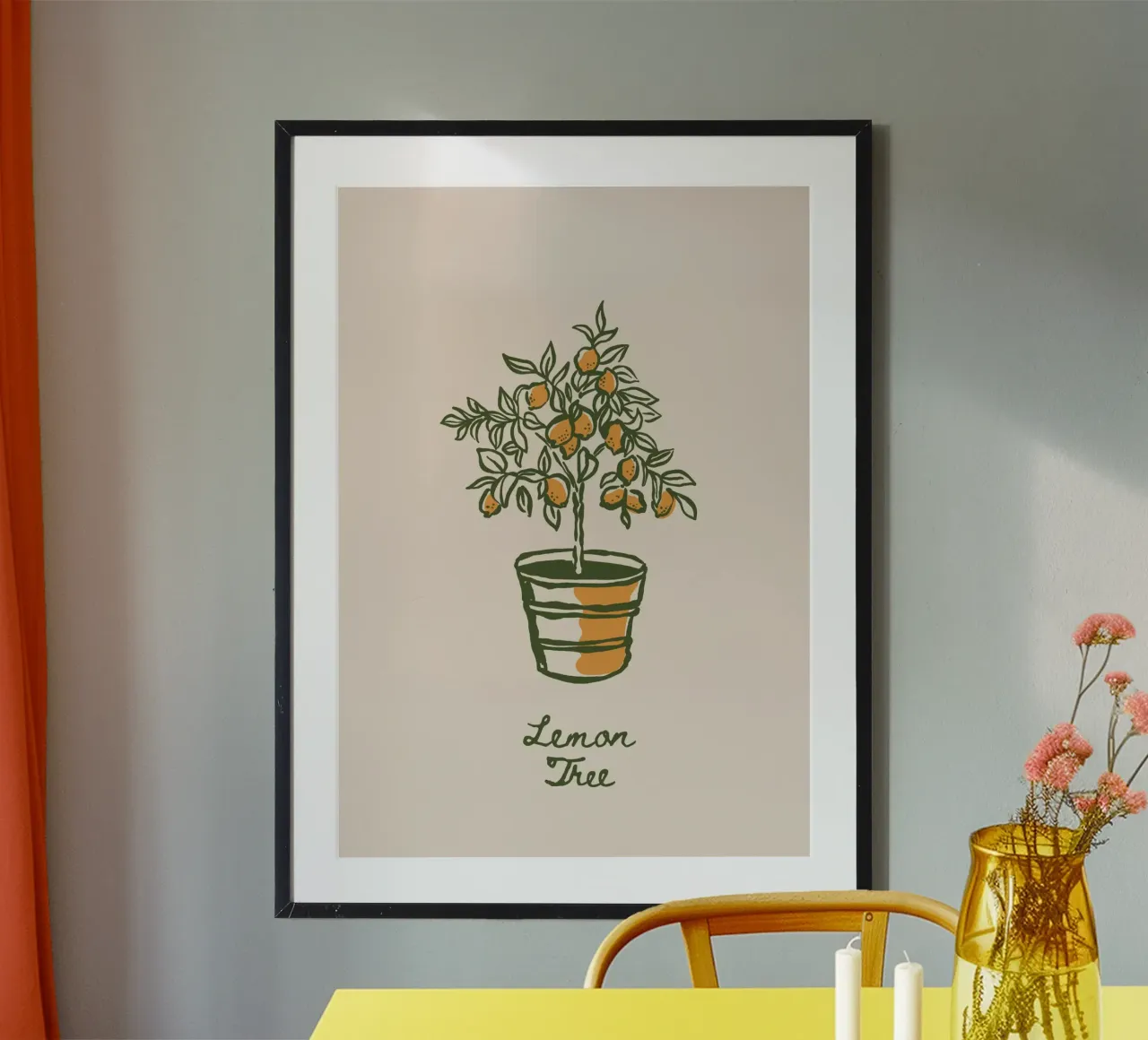 Boho Vacation 12 Lemon Tree poster con telaio in legno da Boho Print Collection
