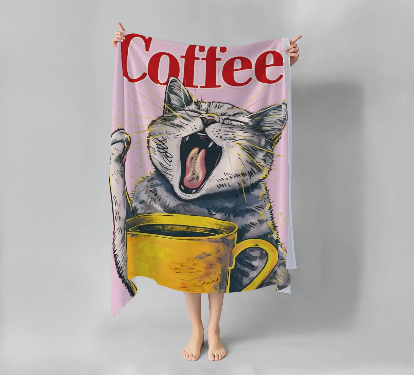 gatto caffè telo mare da Plumpz
