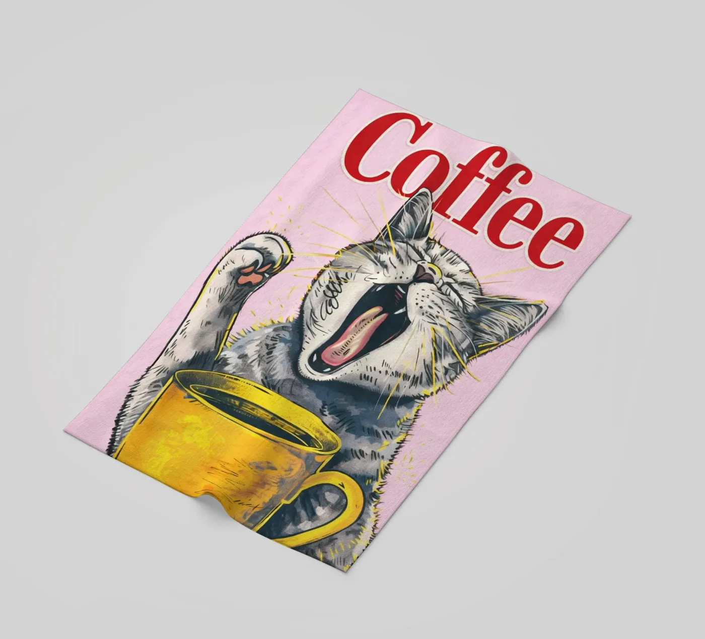 gatto caffè telo mare da Plumpz