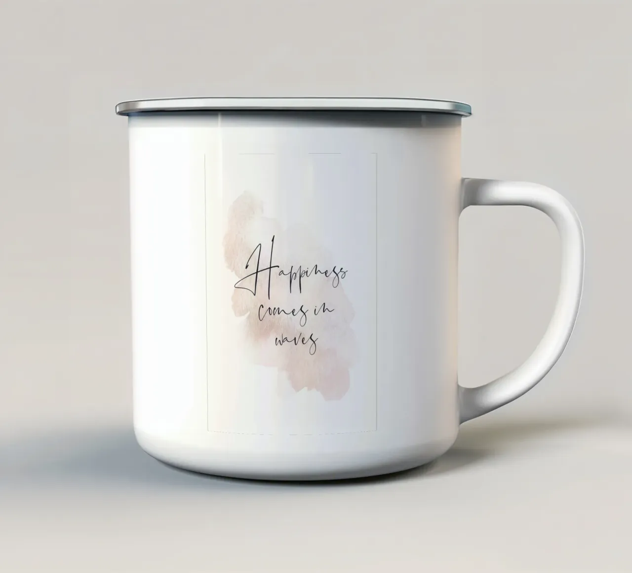 Aquarell Zitat - La felicità arriva con le onde tazza in smalto da Whole©