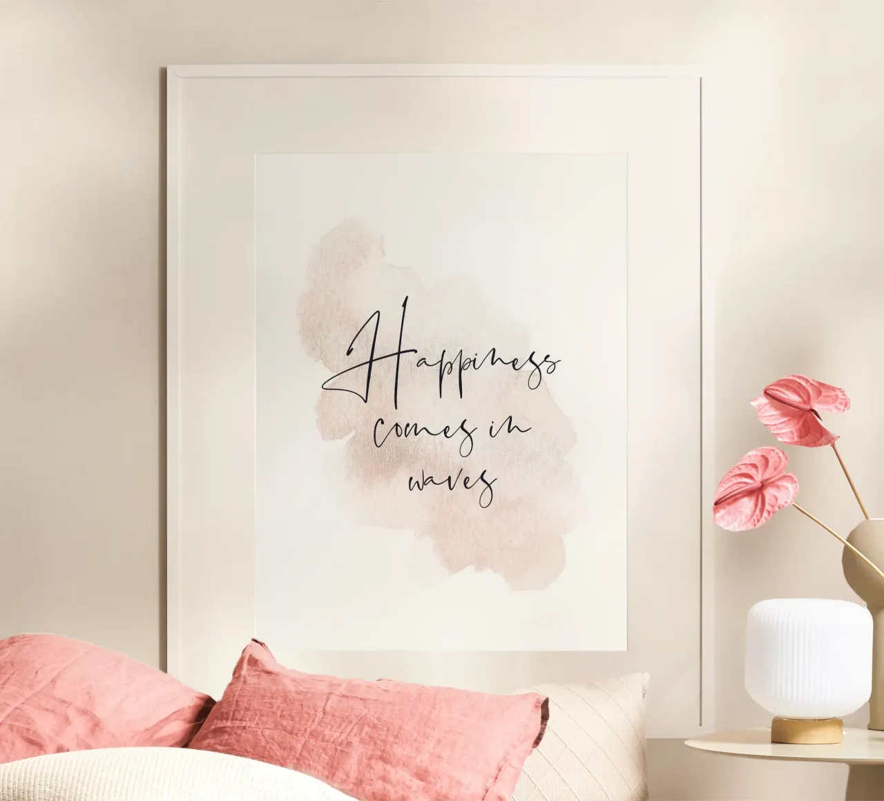Aquarell Zitat - La felicità arriva con le onde poster da Whole©