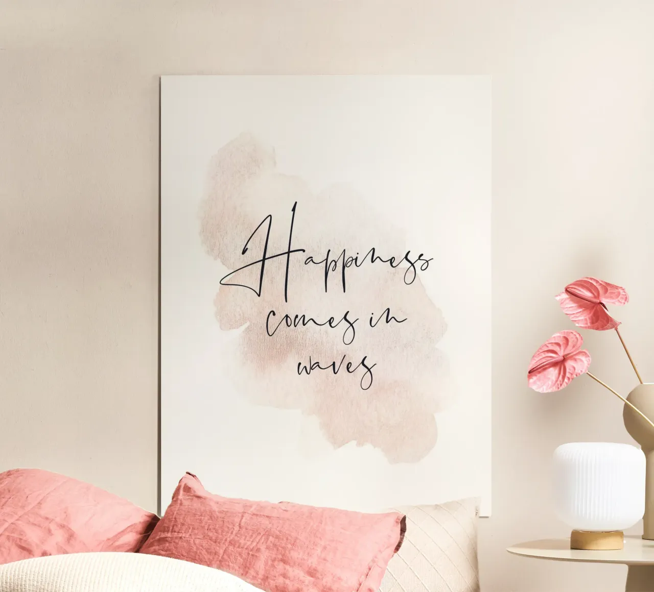 Aquarell Zitat - La felicità arriva con le onde poster da Whole©