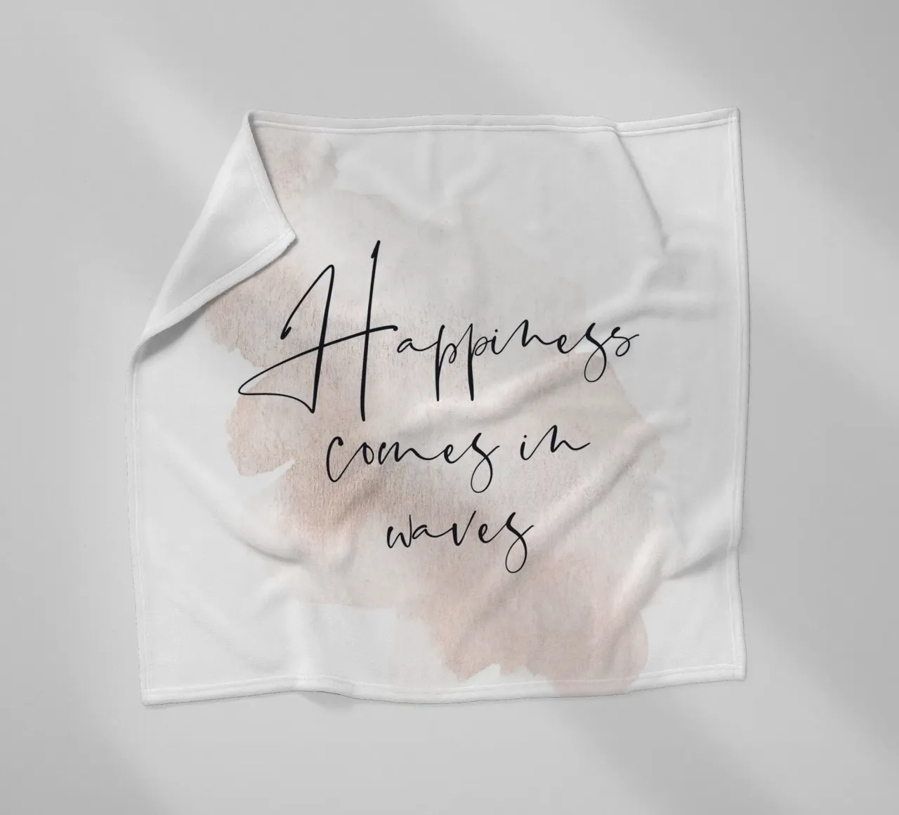 Aquarell Zitat - Das Glück kommt in Wellen Fleecedecke von Whole©