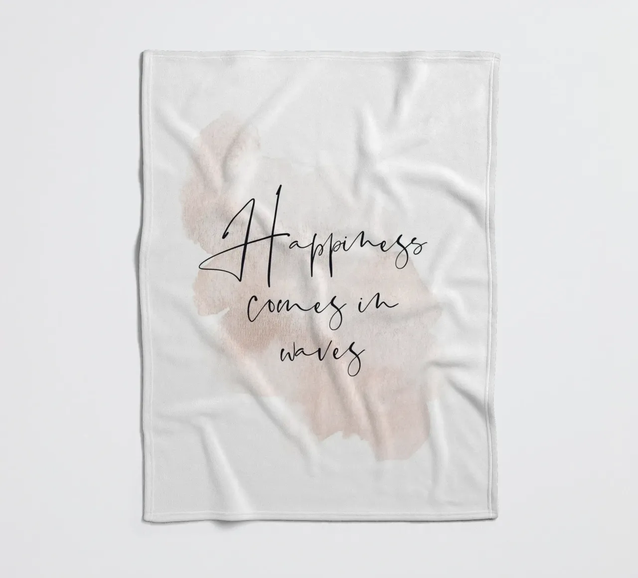 Aquarell Zitat - Das Glück kommt in Wellen Fleecedecke von Whole©