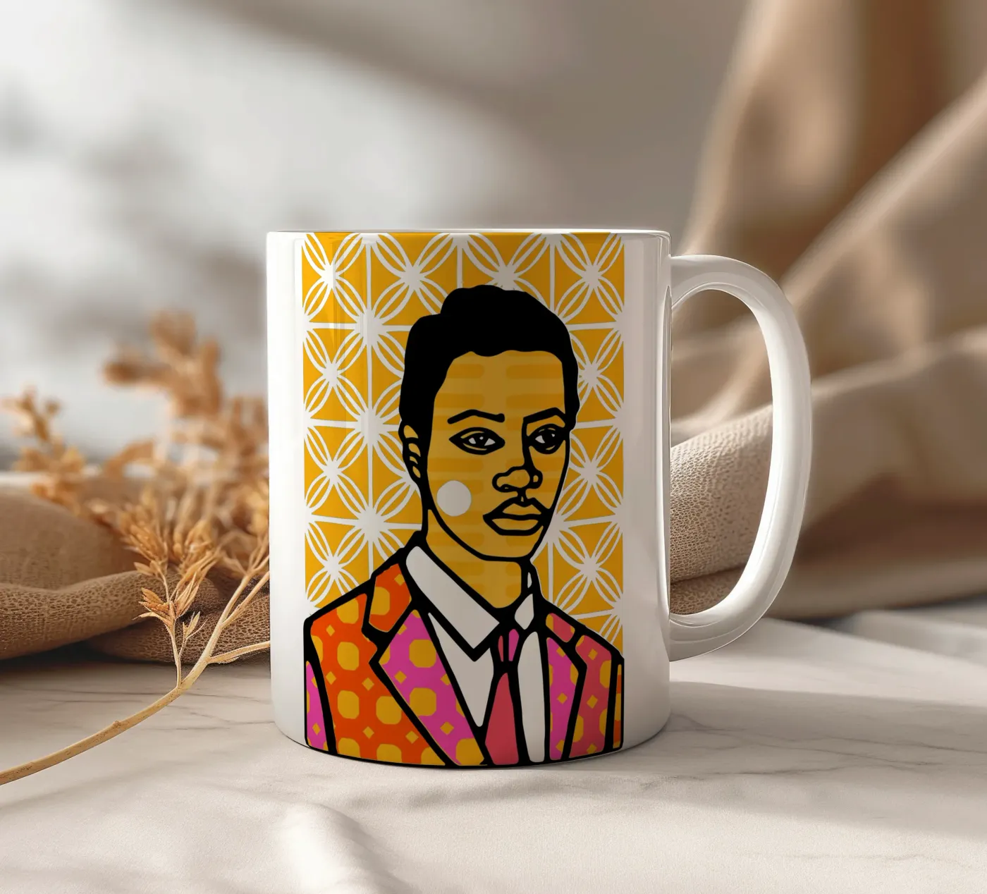 Yellow ceramic mug by Portraits
