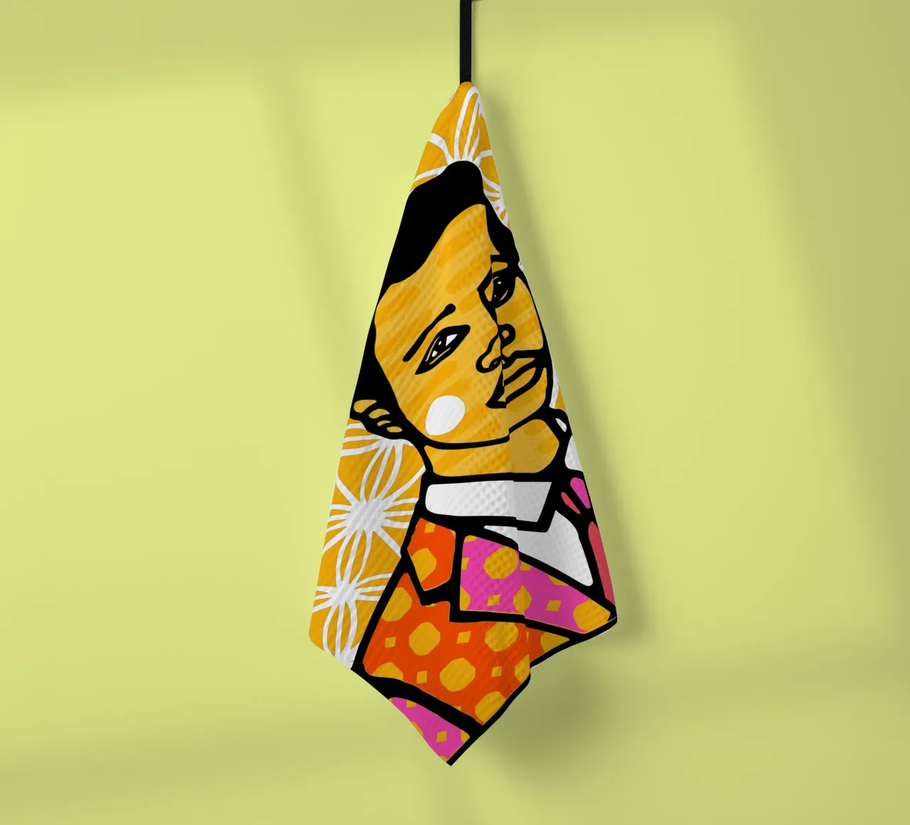 Yellow tea towel by Portraits