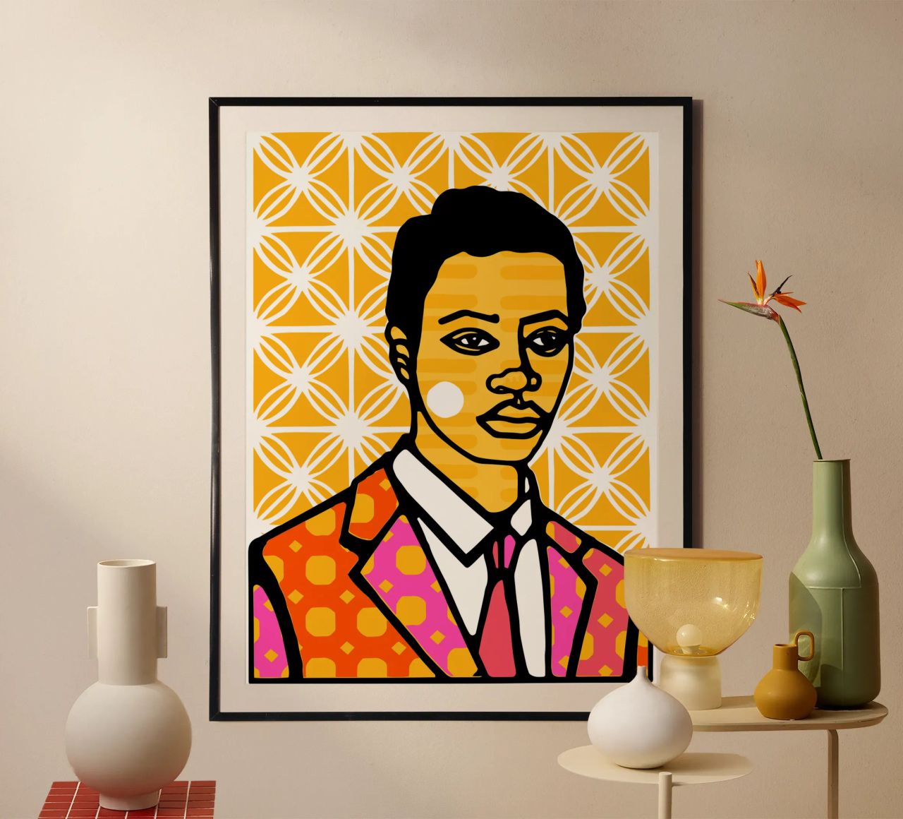 Geel poster van Portraits