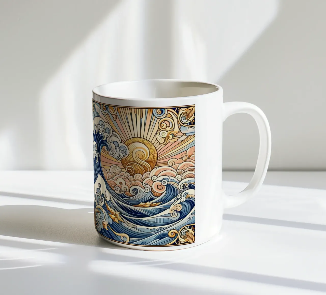 High waves ceramic mug by Art-Nouveau-Dsg