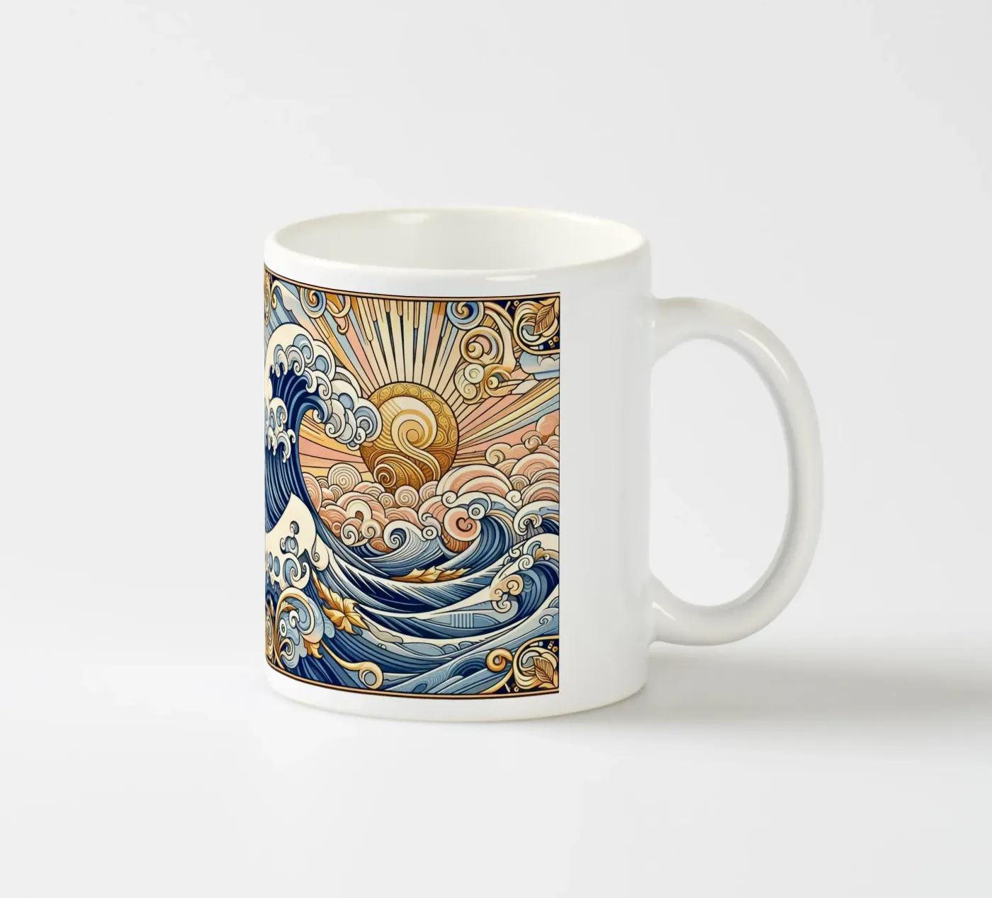 High waves ceramic mug by Art-Nouveau-Dsg