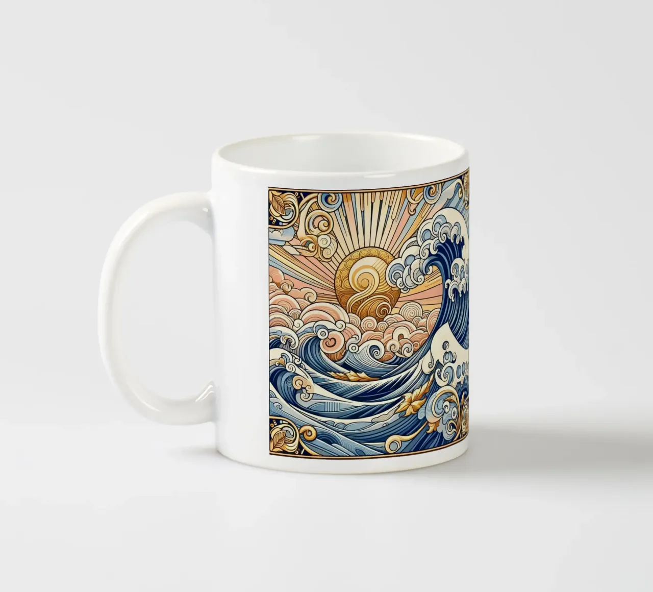 High waves ceramic mug by Art-Nouveau-Dsg