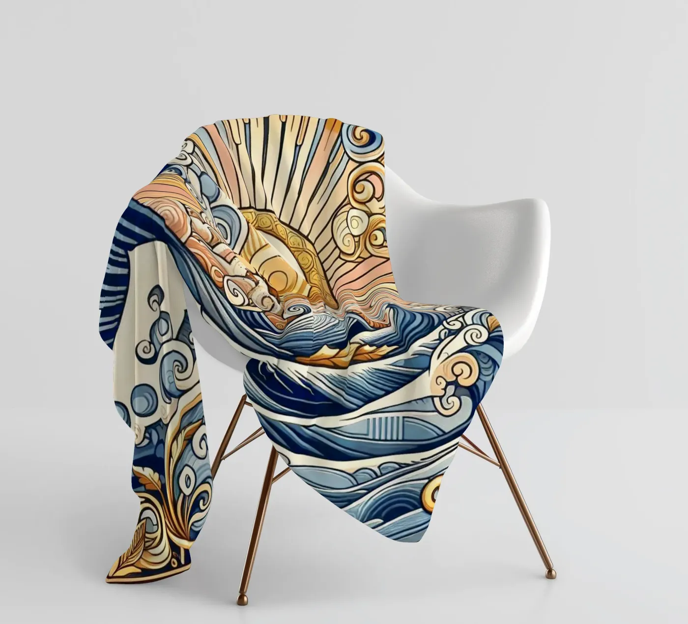 High waves fleece blanket by Art-Nouveau-Dsg