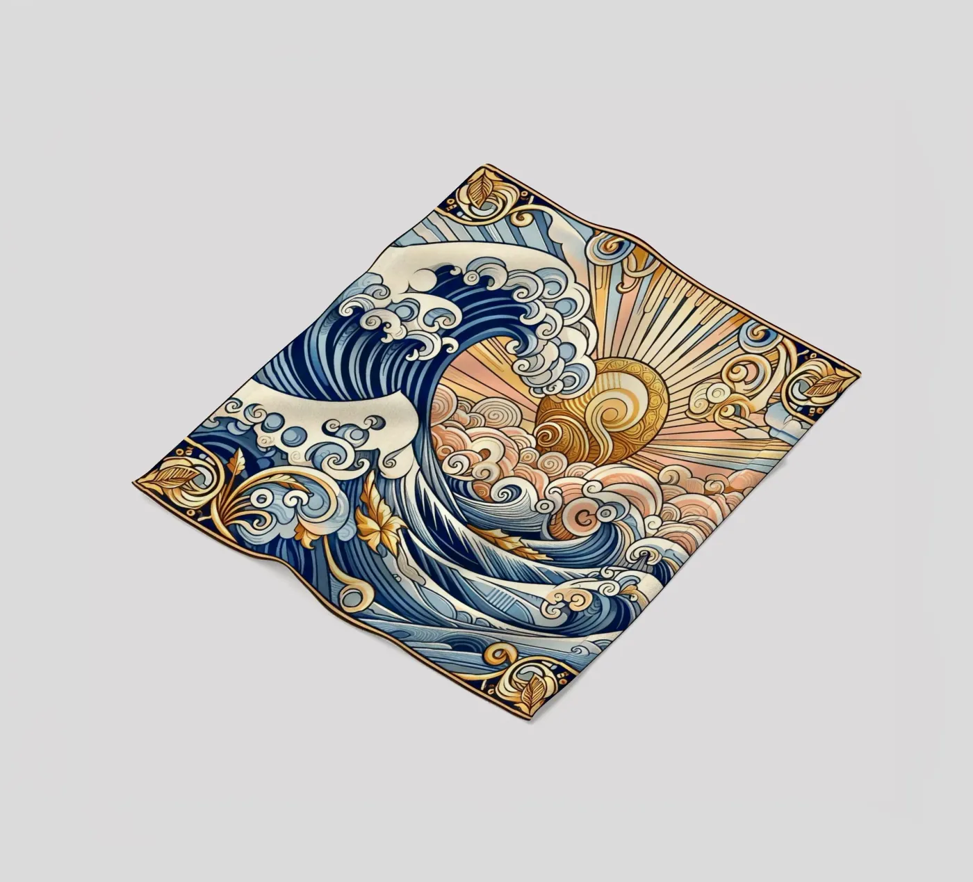 High waves fleece blanket by Art-Nouveau-Dsg