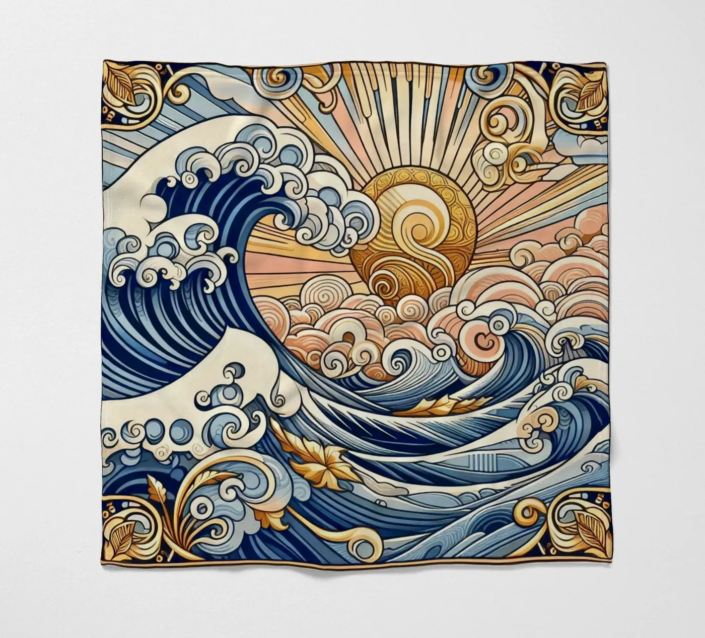 High waves fleece blanket by Art-Nouveau-Dsg