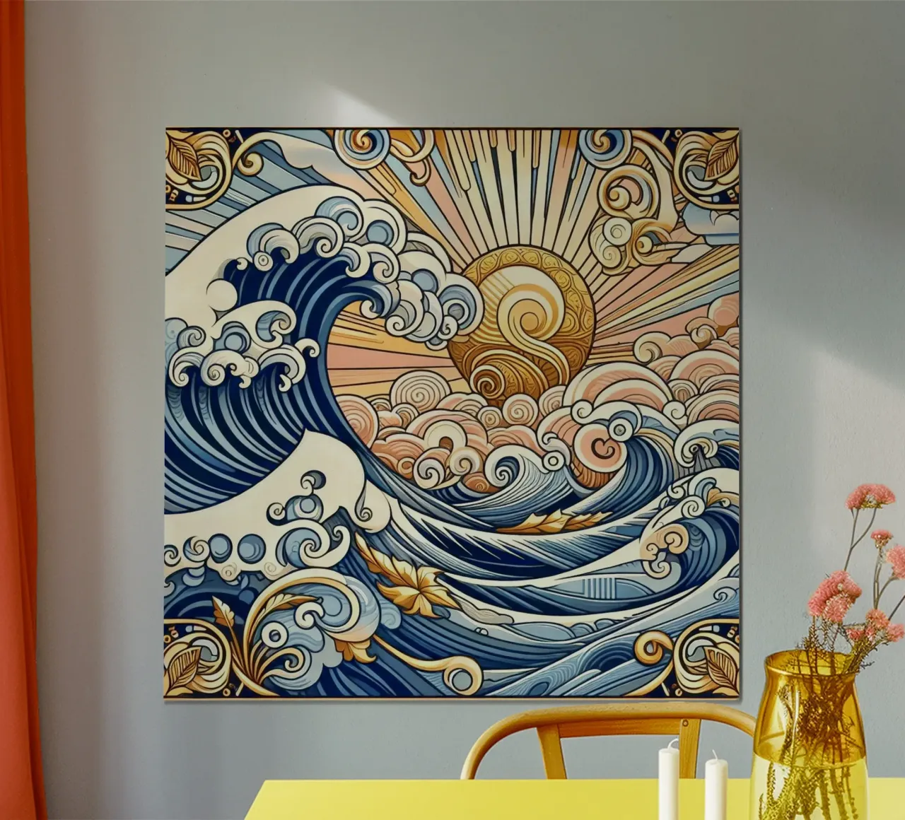 Onde alte poster con telaio in plastica da Art-Nouveau-Dsg