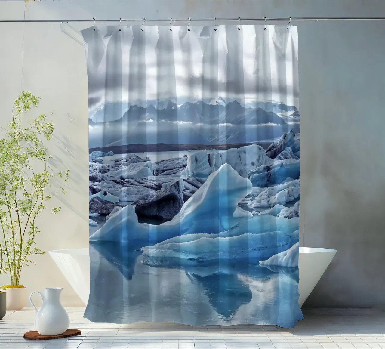 Jökulsárlón Glacier Lagoon shower curtain by Fjöllart