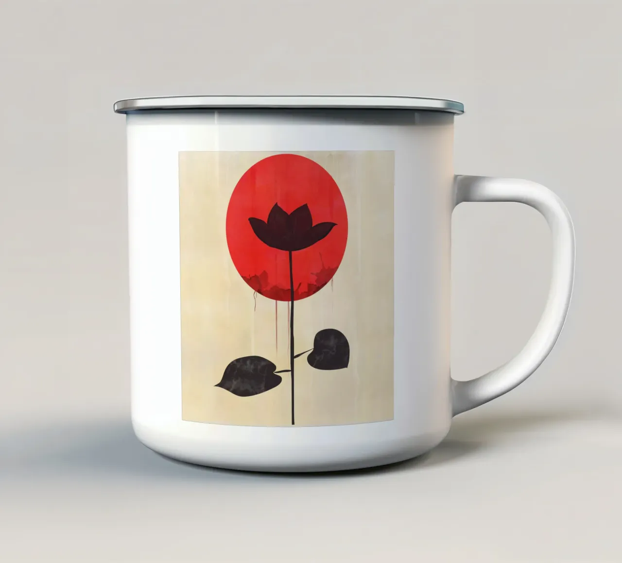 Fiore su rosso tazza in smalto da LaylaOzHome