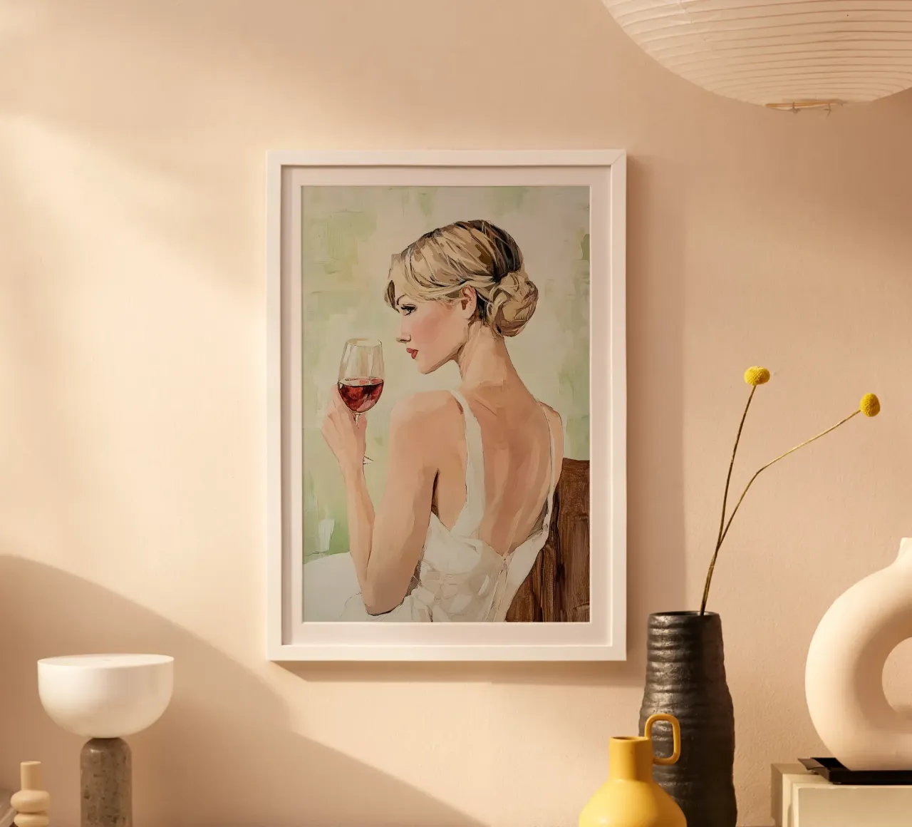 Vino e femminilità poster con telaio in plastica da Carinaprint