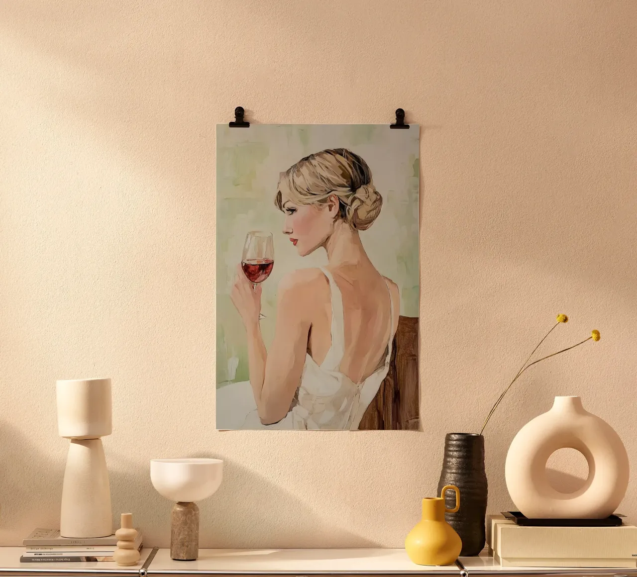 Vino e femminilità poster con telaio in plastica da Carinaprint