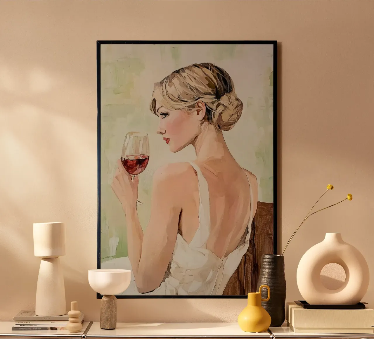Vino e femminilità poster con telaio in plastica da Carinaprint