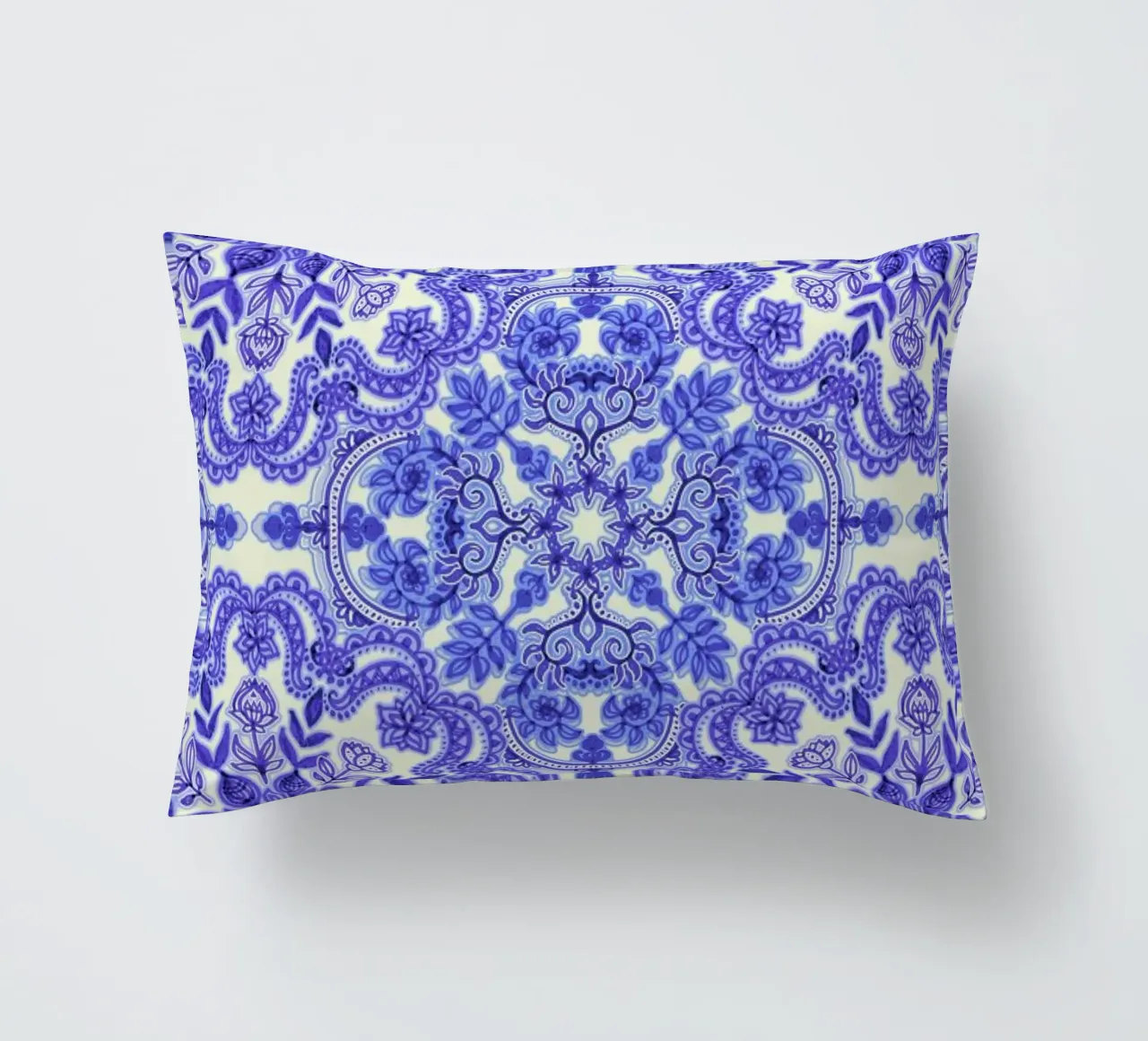 Blue & White Folk Art Pattern cuscino da Micklyn Le Feuvre