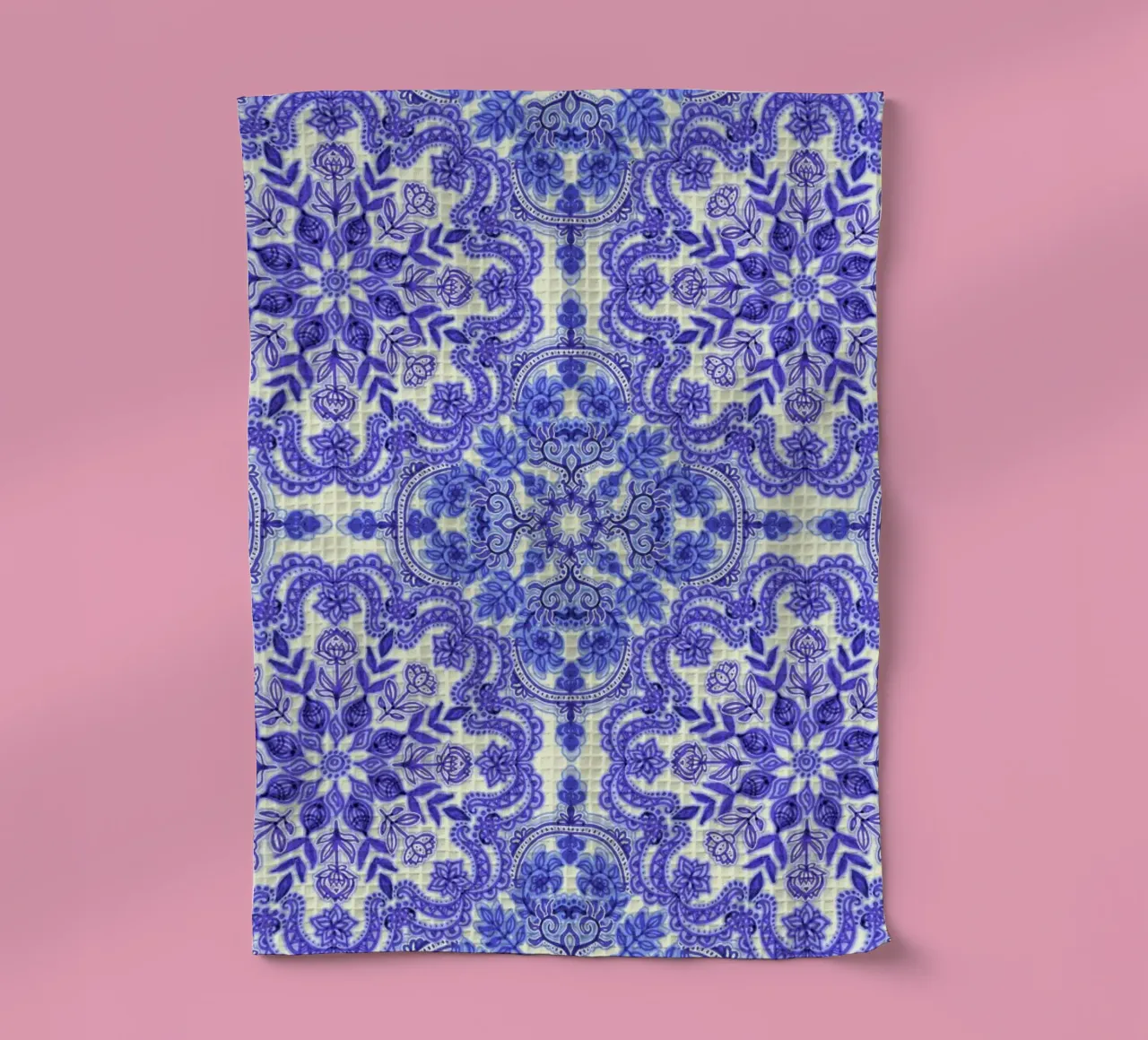 Blue & White Folk Art Pattern canovaccio da cucina da Micklyn Le Feuvre