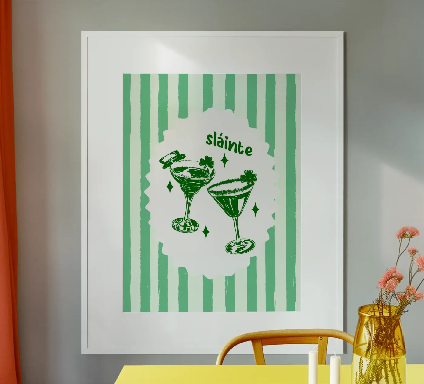 Shamrock Cocktail – Retro-Pastellstreifen Poster von EDMPROJECT
