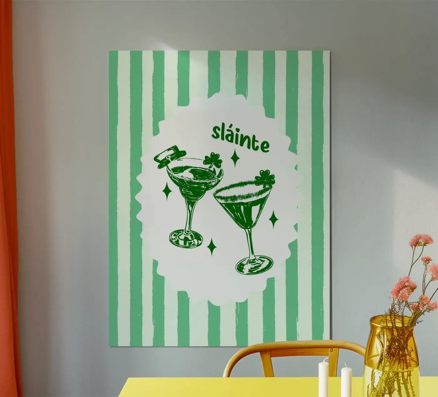 Shamrock Cocktail – Retro-Pastellstreifen Poster von EDMPROJECT