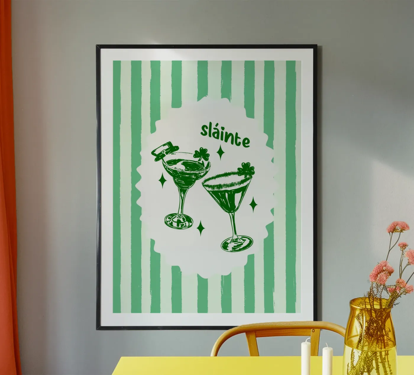 Shamrock Cocktail – Retro-Pastellstreifen Poster von EDMPROJECT