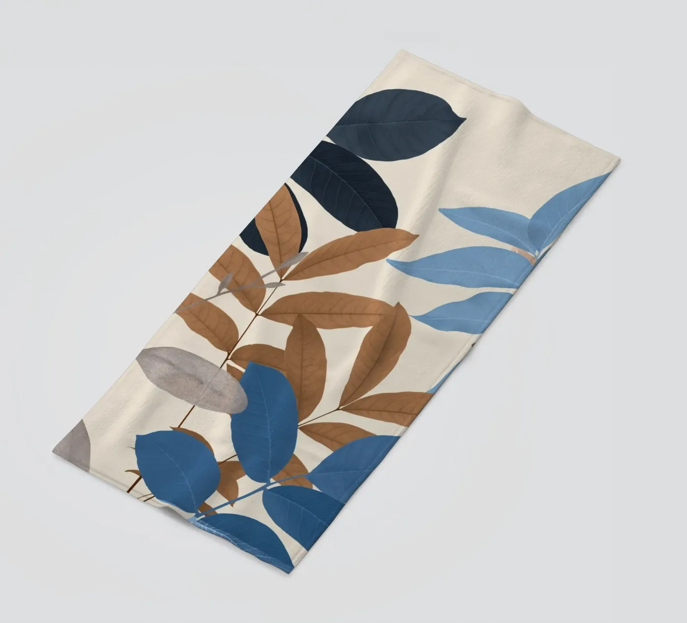 Foglie blu e ocra telo mare da ThingDesign