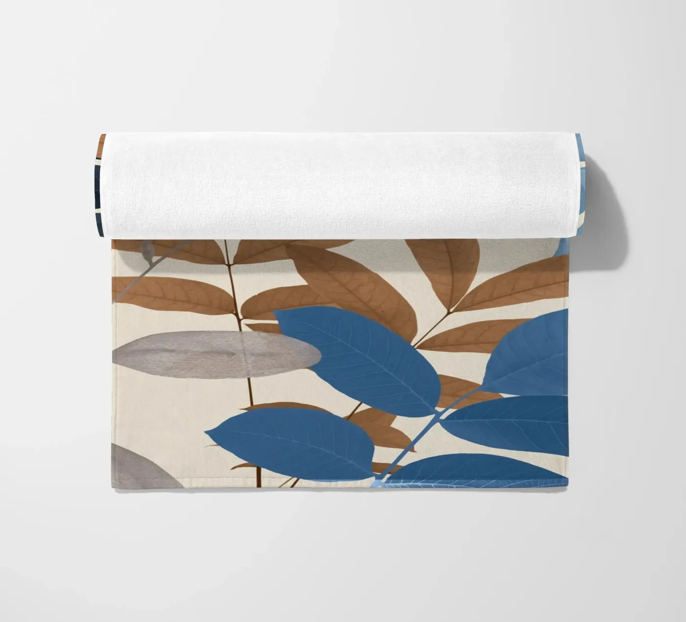 Foglie blu e ocra telo mare da ThingDesign