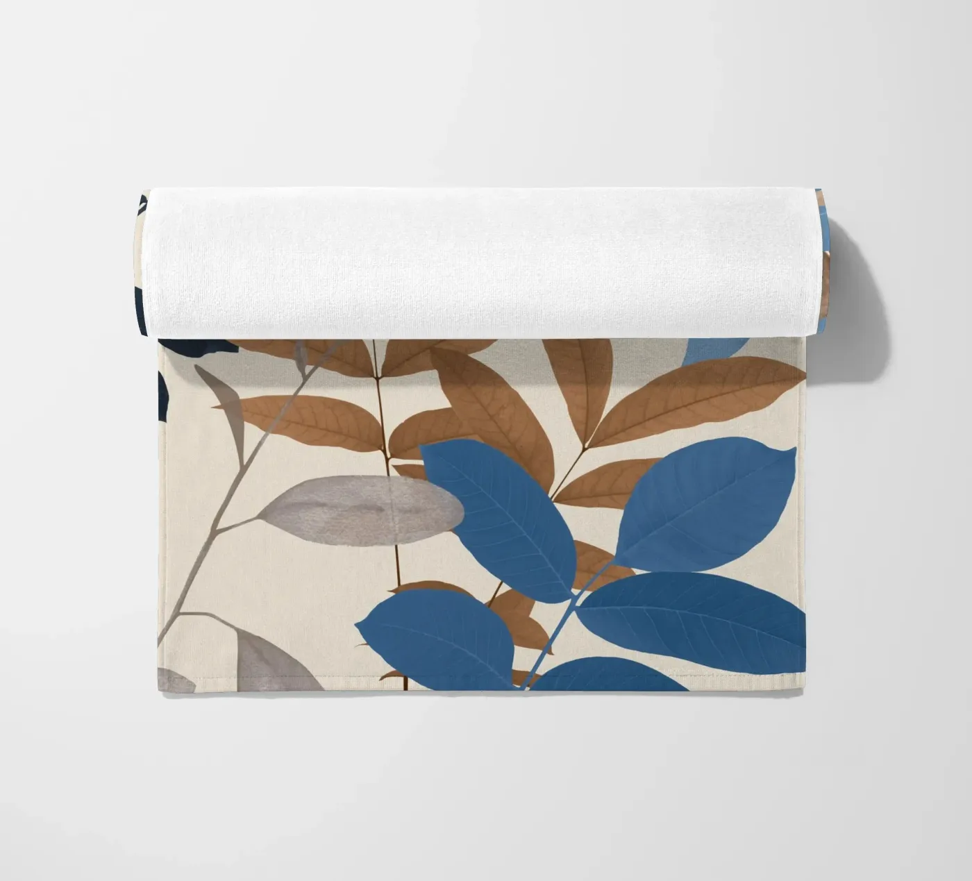 Foglie blu e ocra telo mare da ThingDesign