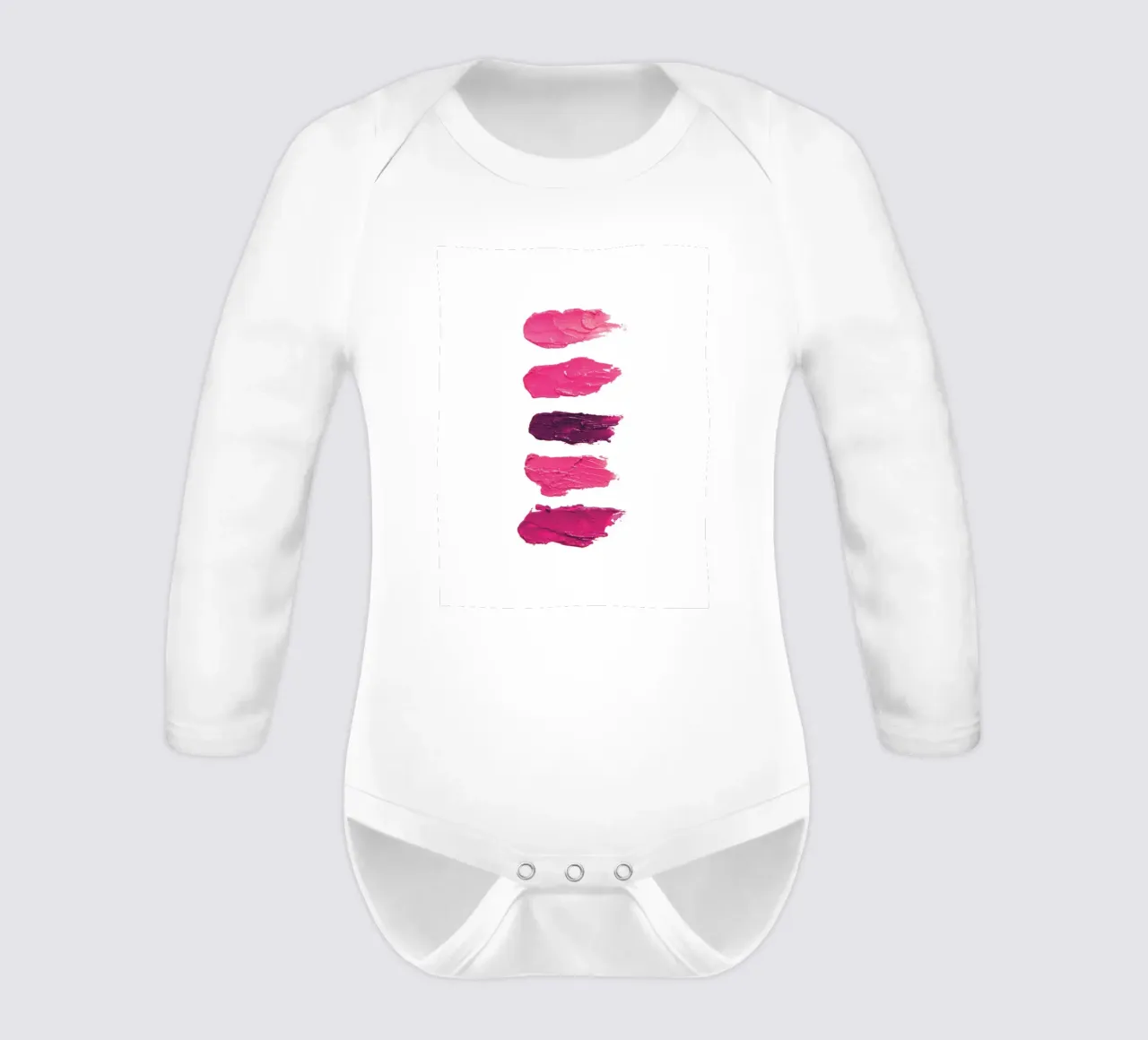 Pink Lips - Beauty colour art long-sleeve baby romper by Whole©