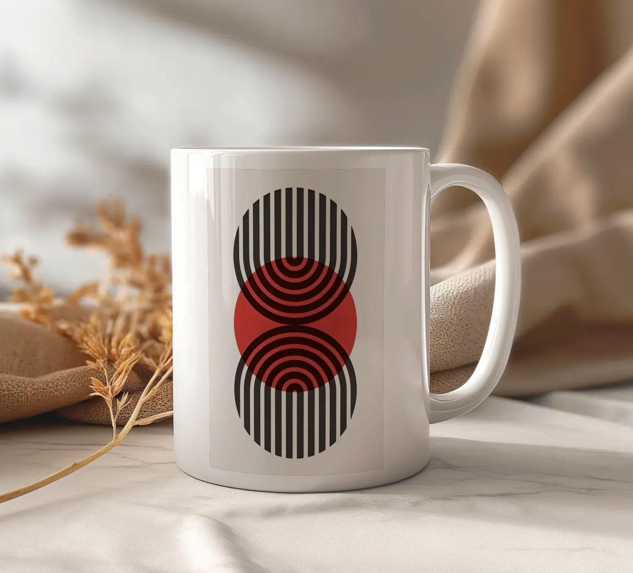 Bauhaus Eclipse Geometry ceramic mug by Sun Flower