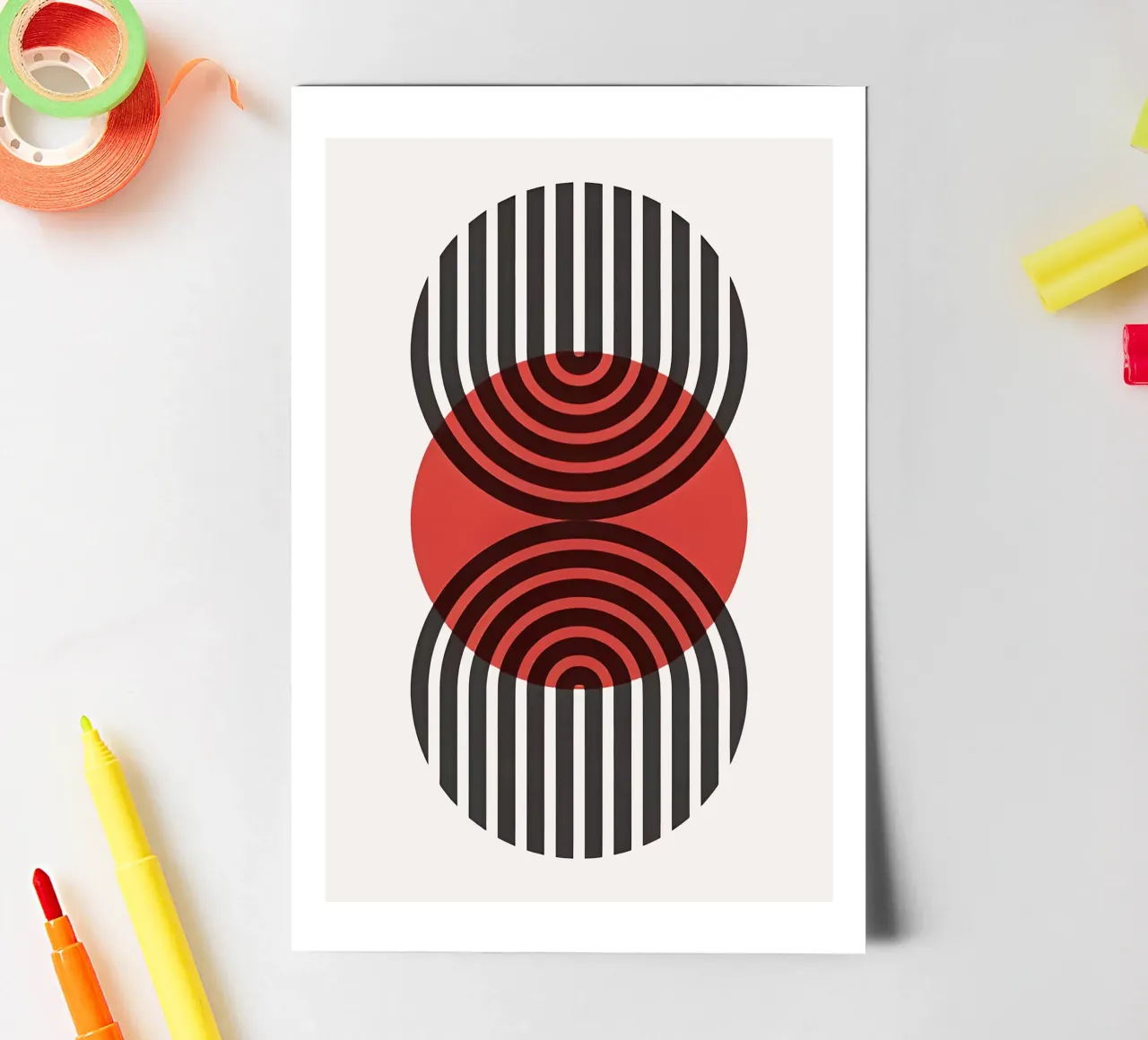 Bauhaus Eclipse Geometry sticker sheet by Sun Flower