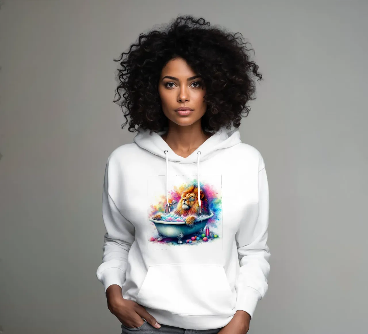 Un león en mi bañera sudadera con capucha de 🎁 ARTVI-SHOP