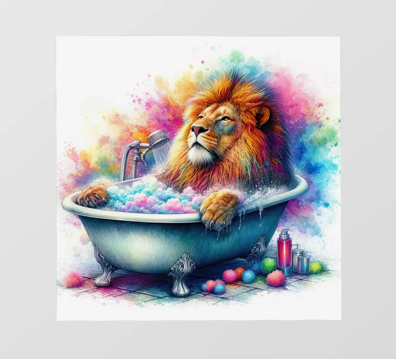 Ein Löwe in meiner Badewanne Fototapete von 🎁 ARTVI-SHOP